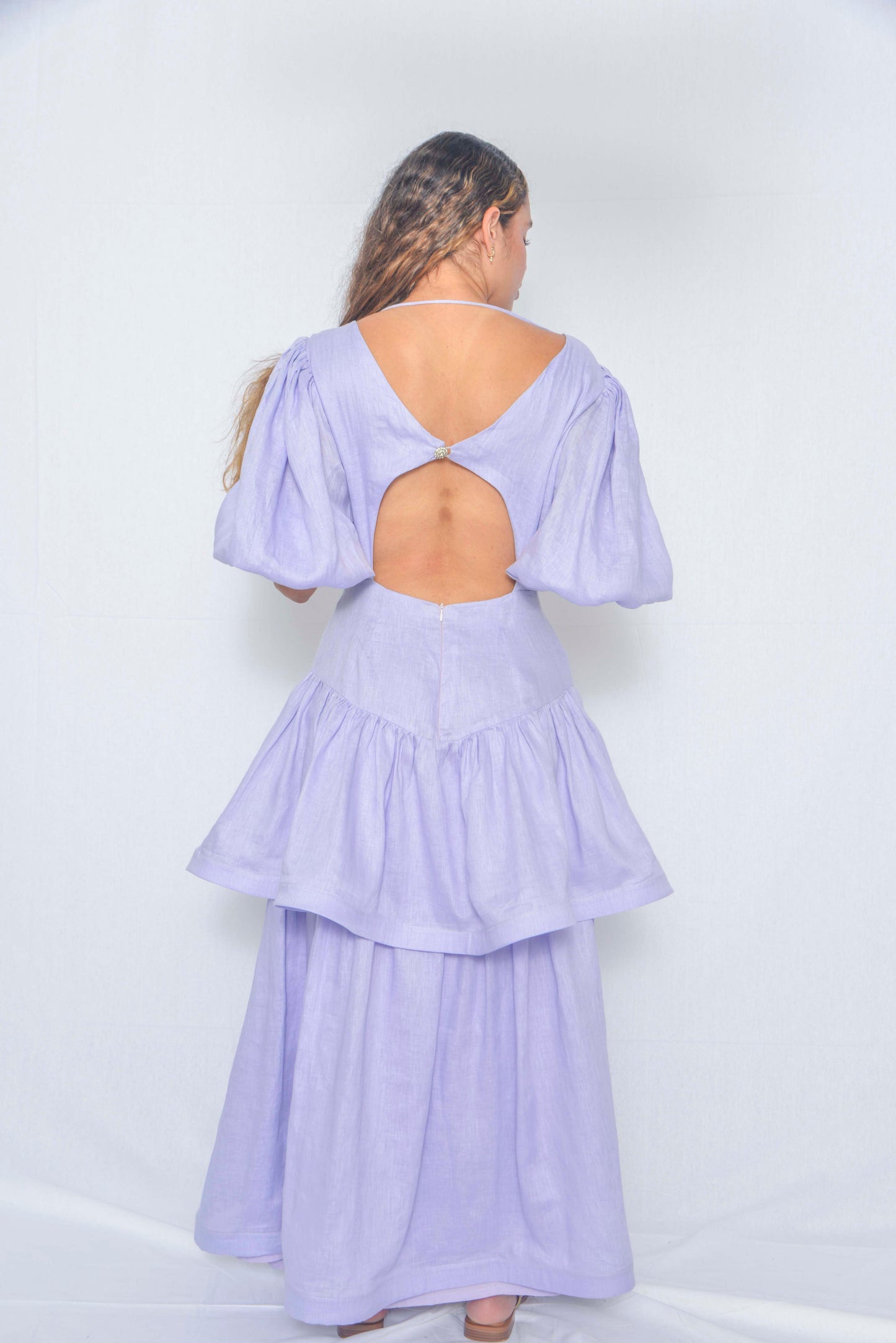 Vestido largo doble tiempo en lino
