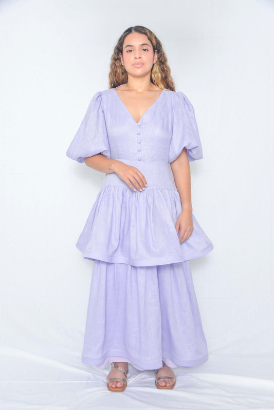 Vestido largo doble tiempo en lino