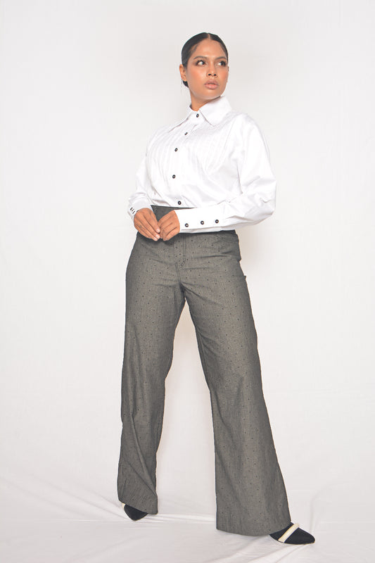 Pantalon con textura brillo