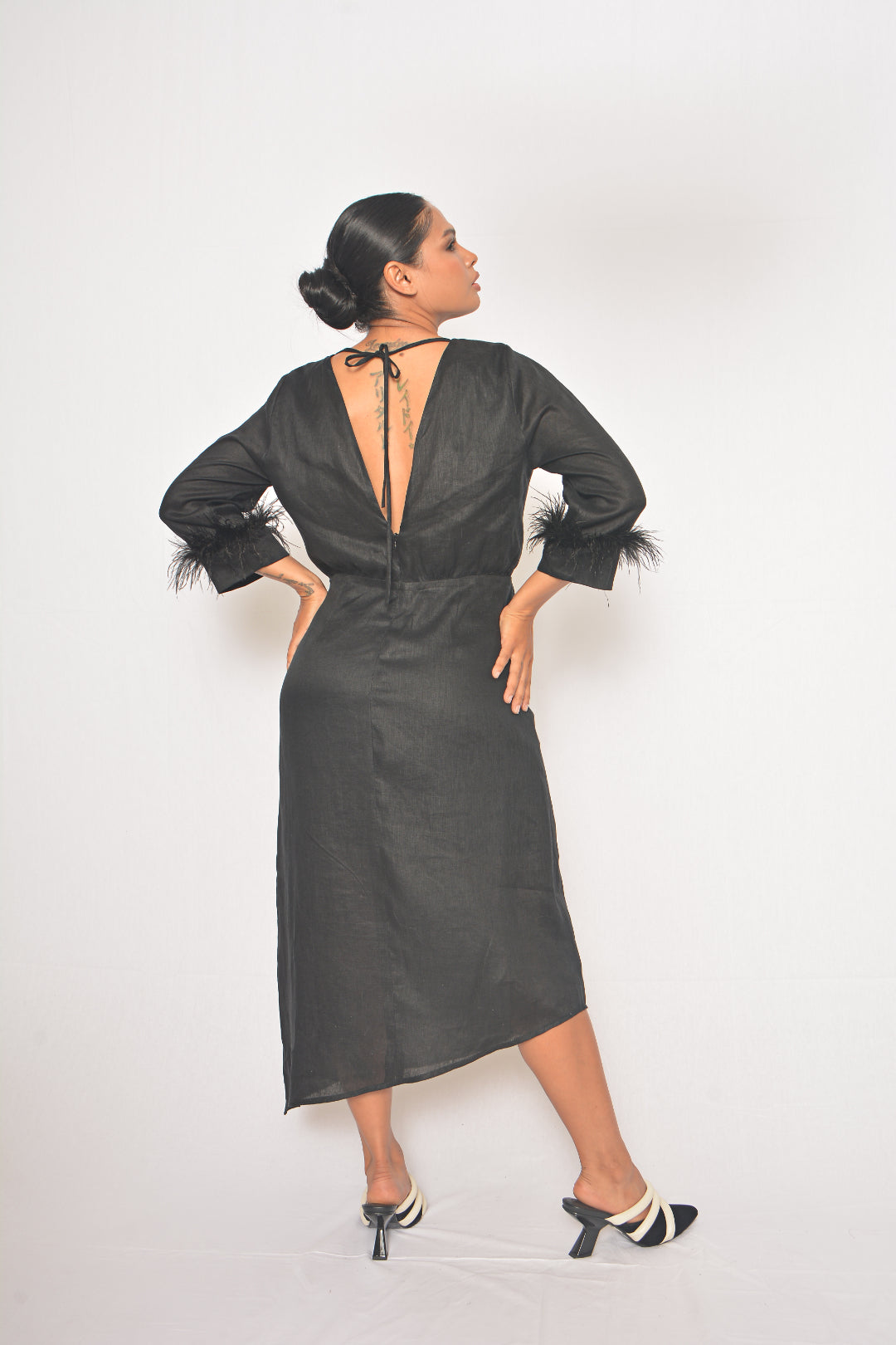 Vestido midi en lino 100%